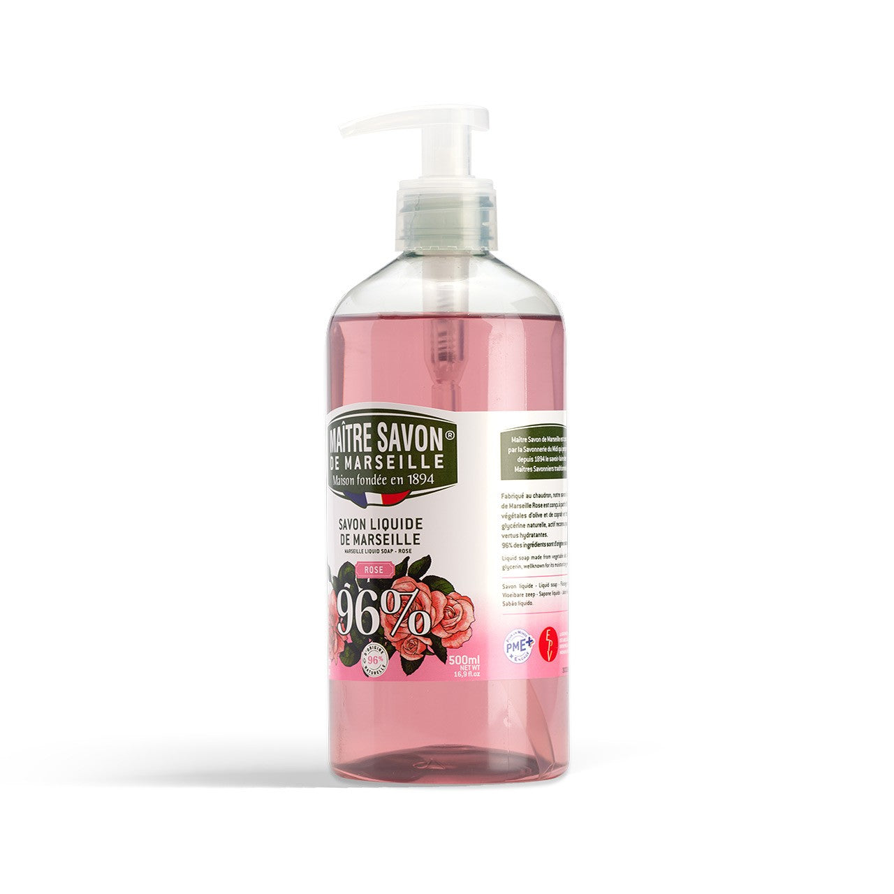 Mydło Marsylskie w płynie, RÓŻA, extra doux, 500 ml, Maitre Savon de Marseille