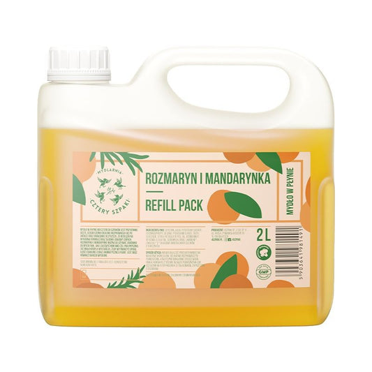 Mydło w płynie, Rozmaryn i Mandarynka, uzupełnienie, 2l, Cztery Szpaki