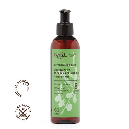 Mydło w płynie z Aleppo, certyfikowane Cosmos Organic, 200ml, Najel