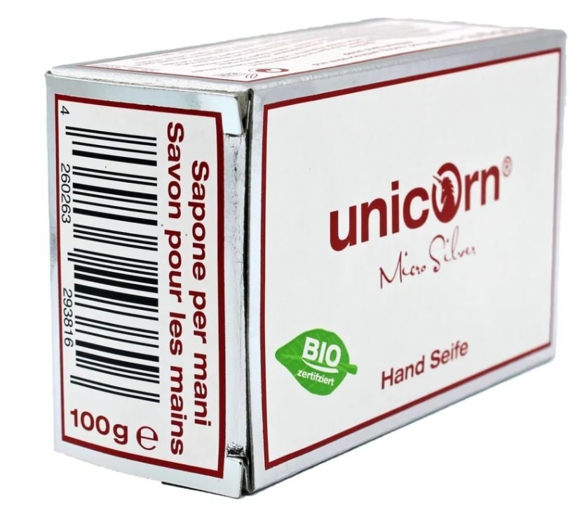 Naturalne mydło do rąk z mikrosrebrem, idealne do skóry suchej, wrażliwej i atopowej, 100 g, Unicorn