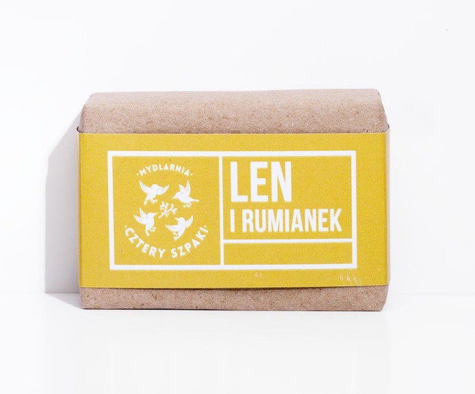 Naturalne mydło, Len i Rumianek, 110 g, Cztery Szpaki