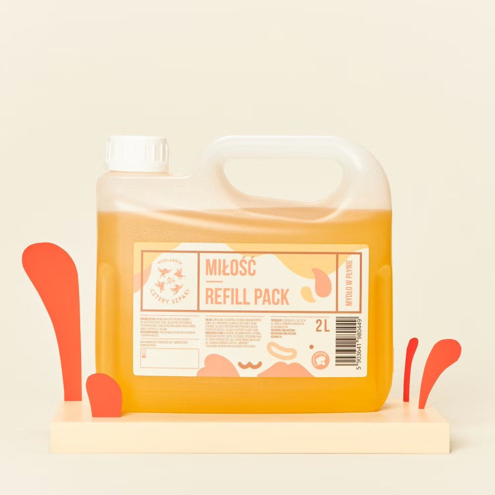 Naturalne mydło w płynie Miłość, uzupełnienie, 2l, Cztery Szpaki