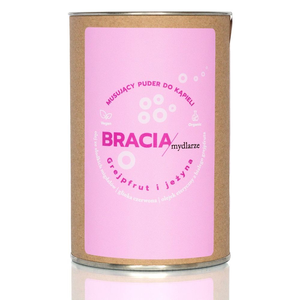Naturalny, musujący puder do kąpieli, Grejpfrut i jeżyna, nawilżający, odżywczy, pachnąca kąpiel, 300g, Bracia Mydlarze