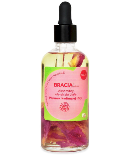 Naturalny olejek do ciała i masażu, Poranek kwitnącej róży, róża, sosna, magnolia, 100ml, Bracia Mydlarze