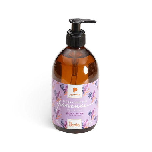 Organiczne mydło prowansalskie w płynie, SZAŁWIA i LAWENDA, ECOCERT, 500ml, Provence, La Corvette