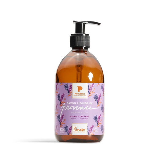 Organiczne mydło prowansalskie w płynie, SZAŁWIA i LAWENDA, ECOCERT, 500ml, Provence, La Corvette