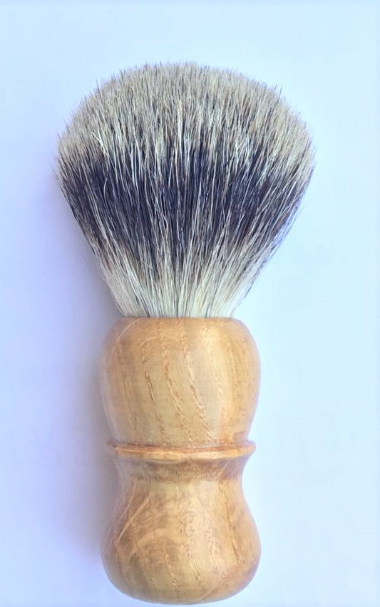 Pędzel do golenia z włosiem borsuka typu pure badger, rączka dębowa, Naturalne Mydła Wiedeńskie