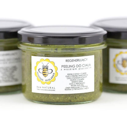 Peeling do ciała z woskiem pszczelim, regenerujący, 200 g, Miodowa Mydlarnia