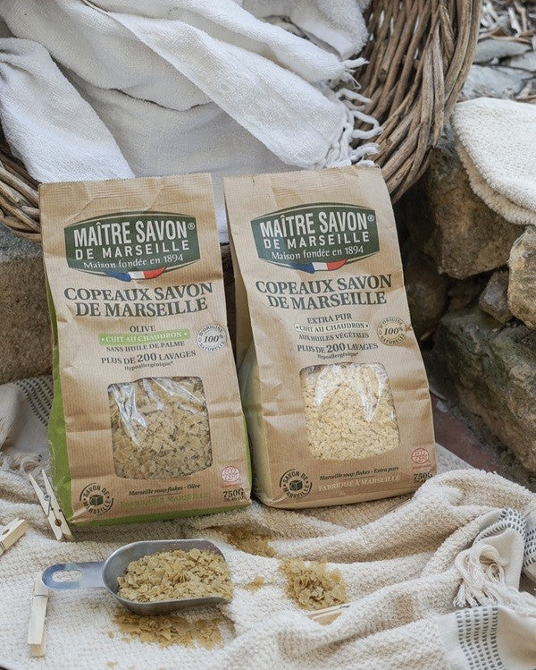 Płatki mydlane z mydła marsylskiego, OLIWKA, ECOCERT, 750 g, Maitre Savon de Marseille