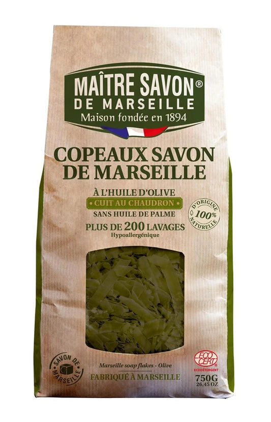 Płatki mydlane z mydła marsylskiego, OLIWKA, ECOCERT, 750 g, Maitre Savon de Marseille
