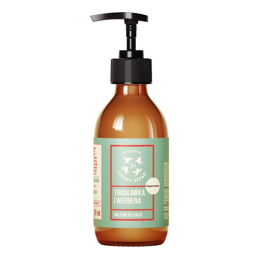 Regenerujący balsam do ciała, Truskawka i Werbena, 200ml, Cztery Szpaki