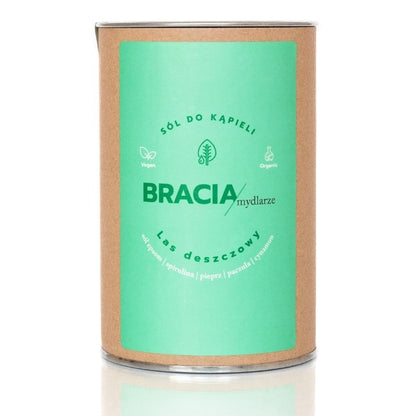 Sól do kąpieli naturalna z olejkami eterycznymi, Las deszczowy, sól Epsom i spirulina, 300g, Bracia Mydlarze