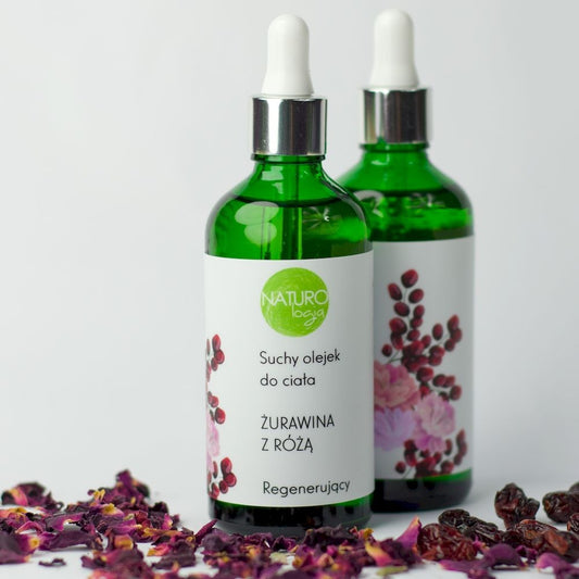 Suchy olejek do ciała, regenerujący, Żurawina z różą, 100 ml, Naturologia