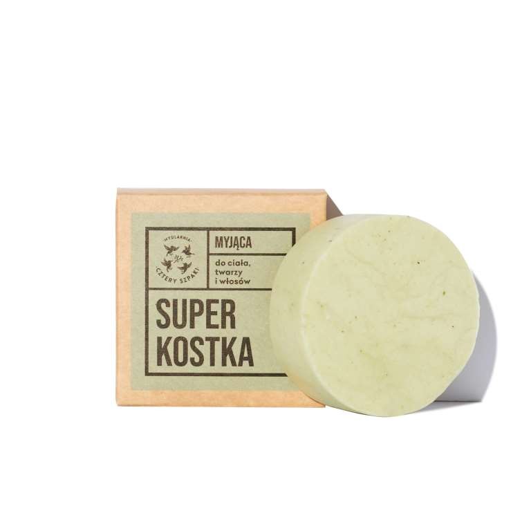 Superkostka myjąca - do ciała, twarzy i włosów, kosmetyk uniwersalny, 75 g, Cztery Szpaki
