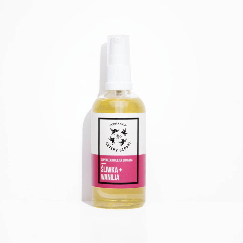 Lekki olejek do ciała śliwka i wanilia, 100 ml, Cztery Szpaki