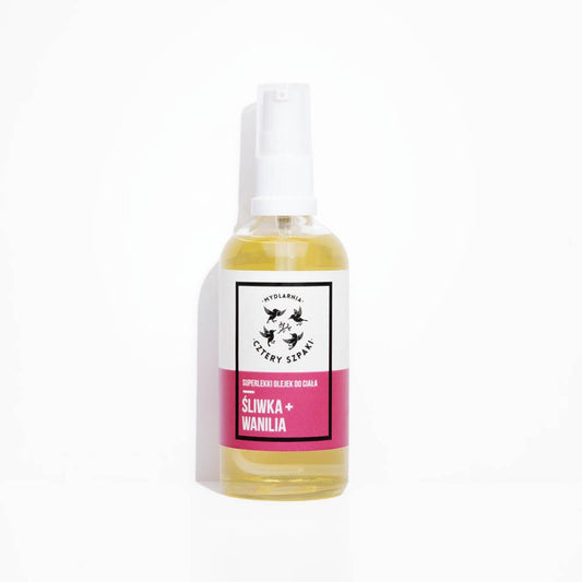 Lekki olejek do ciała śliwka i wanilia, 100 ml, Cztery Szpaki