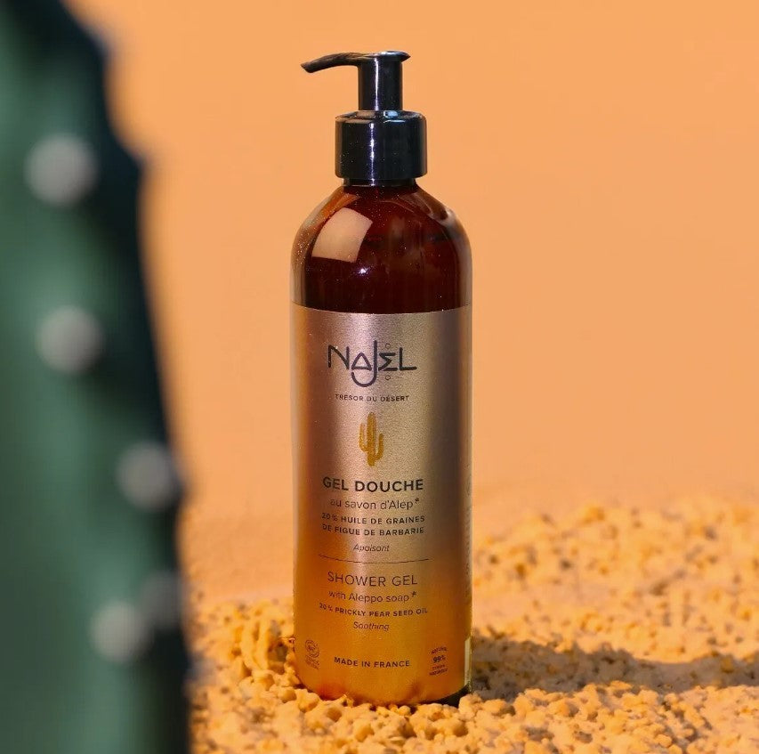 Żel pod prysznic z mydłem z Aleppo do ciała, twarzy i włosów, 20% oleju z nasion opuncji figowej, Cosmos Natural, 500 ml, Najel