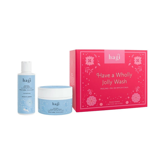 ZESTAW HAVE A WHOLLY JOLLY WASH: Peeling do ciała ZIMOWE OTULENIE, 200 ml + Żel do ciała ZIMOWE OTULENIE, 150 ml, Hagi