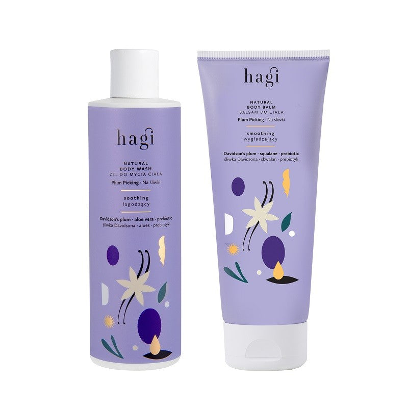 ZESTAW NA ŚLIWKI: Balsam do ciała 200 ml + żel do mycia ciała 300 ml, Hagi