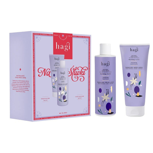 ZESTAW NA ŚLIWKI: Balsam do ciała 200 ml + żel do mycia ciała 300 ml, Hagi